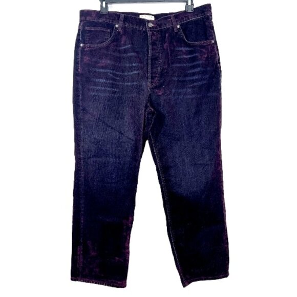 We The Free People First Class Flocked Low Rise Relaxed Straight Jeans 33 NWOT - Picture 1 of 6